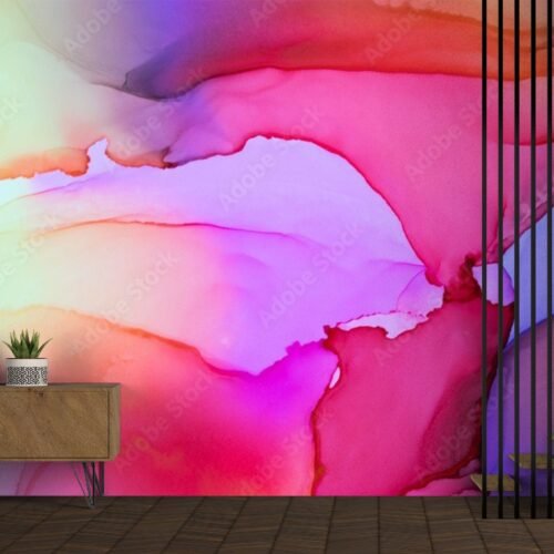 Abstract Watercolor Wallpaper - Contemporary & Fluid Mural - Vibrant & Cozy - Unique Shapes - Modern Home Decor - Summer Decor