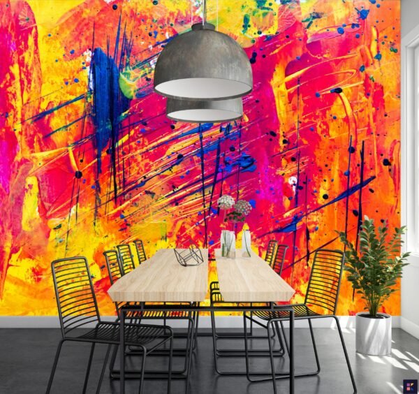 Abstract Art Wallpaper - Colorful & Vibrant Mural - Contemporary & Modern - Living Room - Summer Decor