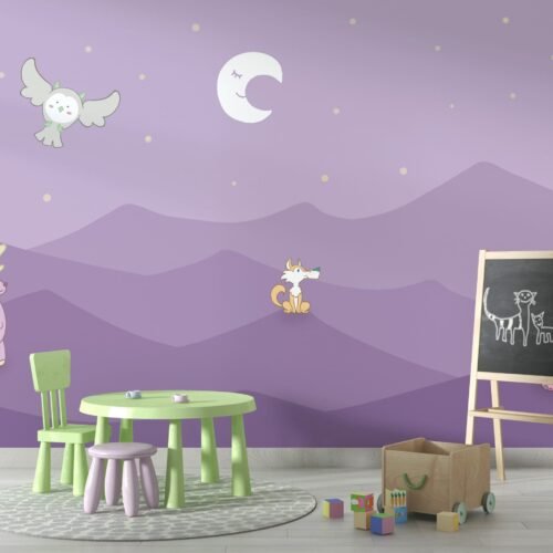 Mountain Adventure Wallpaper - Whimsical & Soft Mural - Hand-Drawn Art - Neutral Colors - Kids Room - Playroom Decor - Summer Decor