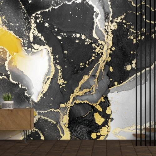 Golden Black Marble Wallpaper - Luxury Wall Murals - Home Decor & Interior Mural Trends - Modern Art - Peel & Stick - Summer Decor