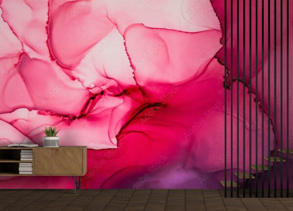 Pink Dream Wallpaper - Abstract & Fluid Mural - Relaxing & Soothing - Modern Home Decor - Summer Decor