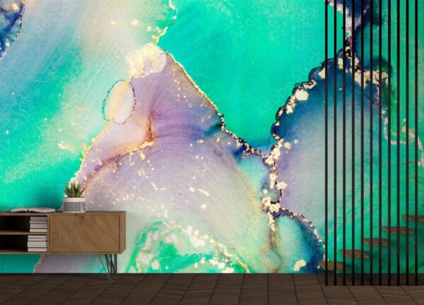 Modern Watercolor Marble Wallpaper - Luxurious & Vibrant Wall Murals - Serene Home Decor - Contemporary Art - Summer Decor