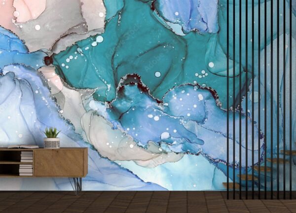 Blue Marble Wallpaper - Abstract Wall Murals - Luxury Home Decor - Modern Art - Unique Wall Coverings - Summer Decor