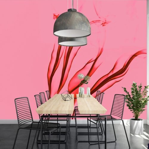 Pink Smoke Wallpaper - Abstract & Elegant Mural - Wispy & Dreamy - Home Decor & Interior Mural Trends - Summer Decor