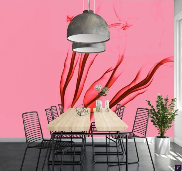 Pink Smoke Wallpaper - Abstract & Elegant Mural - Wispy & Dreamy - Home Decor & Interior Mural Trends - Summer Decor