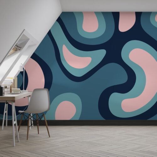 Retro Waves Wallpaper - Colorful 70s Style Wall Mural - 3D Effect Wall Art - Home Office & Studio Decor - Creative Space - Groovy & Fun Home Inspo