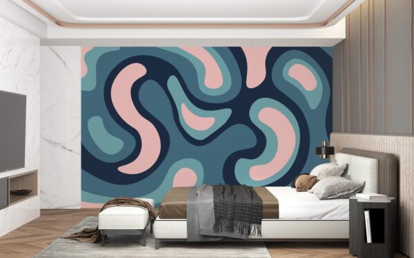 Retro Waves Wallpaper - Colorful 70s Style Wall Mural - 3D Effect Wall Art - Home Office & Studio Decor - Creative Space - Groovy & Fun Home Inspo