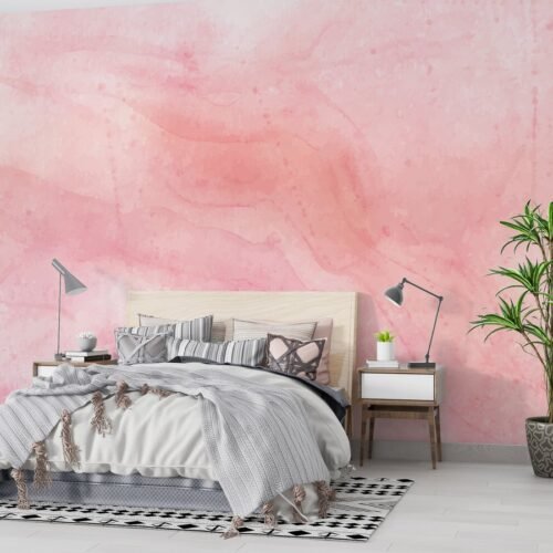 Pink Watercolor Marble Wallpaper - Elegant & Sophisticated Wall Mural - 3D Effect Wall Art - Bedroom, Living Room & Office Decor