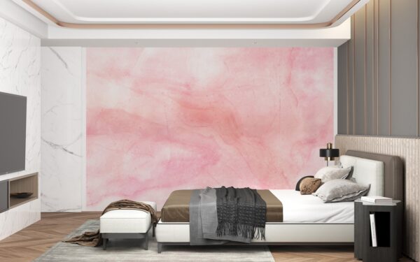 Pink Watercolor Marble Wallpaper - Elegant & Sophisticated Wall Mural - 3D Effect Wall Art - Bedroom, Living Room & Office Decor