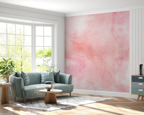 Pink Watercolor Marble Wallpaper - Elegant & Sophisticated Wall Mural - 3D Effect Wall Art - Bedroom, Living Room & Office Decor