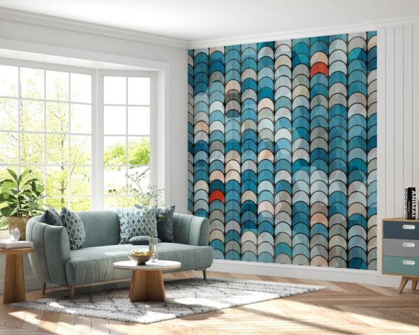 Blue & White Geometric Wallpaper - Modern Wall Mural - Urban & Contemporary Style - Home Office Decor - Stylish & Trendy Mural