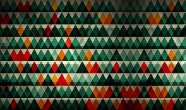 Geometric Wallpaper - Modern & Bold Wall Mural - Green, Orange & Red - Tropical & Urban Theme - Home Office Decor - Durable & Easy to Clean