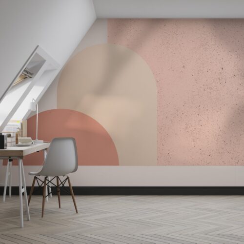 Modern Minimalist Geometric Wallpaper - Neutral Wall Mural - Beige & Dusty Pink Colors - Home Office & Study Decor - Calm & Serene Mural