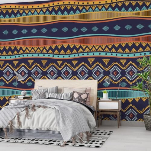 Bohemian Accent Wall Wallpaper - 3D Effect Wall Mural - Eclectic & Maximalist Decor - Living Room & Bedroom