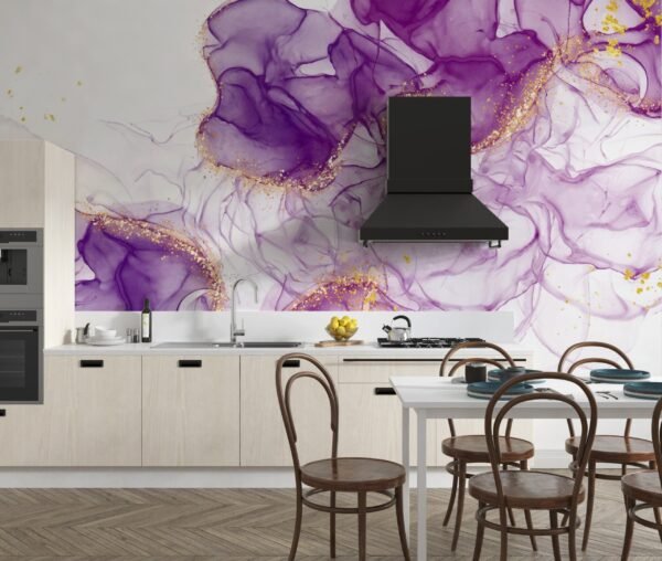 Purple Dream Wallpaper – Marble & Gold Accents – Elegant & Modern – Bedroom, Dining & Living Room & Remove – Summer Decor  - Custom Wallpaper Mural peel and stick self adhesive non woven - printed wall torontodigital.ca