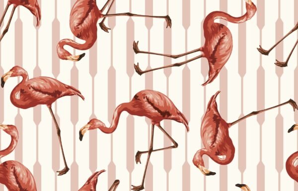 Pink Flamingos Wallpaper  - Custom Wallpaper Mural peel and stick self adhesive non woven - printed wall torontodigital.ca