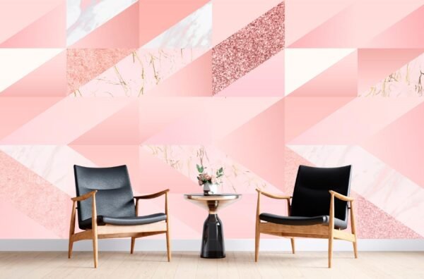 Pink Geometric Marble Wallpaper – Calming & Serene Mural – Luxury Home Decor – Modern Art – Bedroom, Living Room & Office – Summer Decor  - Custom Wallpaper Mural peel and stick self adhesive non woven - printed wall torontodigital.ca