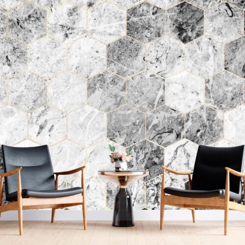 Blue Marble Wallpaper – Luxury Wall Mural with White & Gold Veining – Dramatic Focal Point for Living Room, Bedroom, or Home Office  - Custom Wallpaper Mural peel and stick self adhesive non woven - printed wall torontodigital.ca