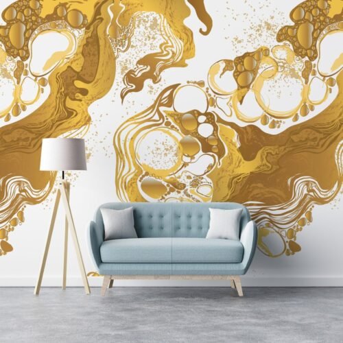Modern Marble Wallpaper – White & Gold Mural – Airy & Bright – Luxury Wall Mural – Living Room, Bedroom, Dining Room Decor  - Custom Wallpaper Mural peel and stick self adhesive non woven - printed wall torontodigital.ca