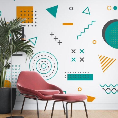 Abstract Art Wallpaper – Bold & Colorful Mural – Geometric Patterns – Modern Home Decor – Bedroom, Dining, Home Office, Entryway – Summer Decor  - Custom Wallpaper Mural peel and stick self adhesive non woven - printed wall torontodigital.ca