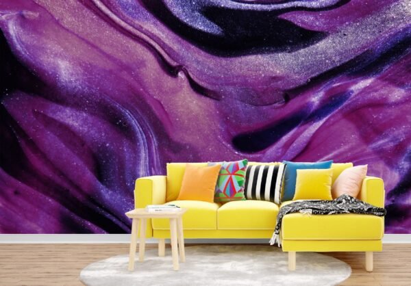 Purple Dream Wallpaper – Black, Pink, Red & White – Abstract Mural – Glitter Wall Mural – Living Room, Bedroom, Dining Room Decor  - Custom Wallpaper Mural peel and stick self adhesive non woven - printed wall torontodigital.ca