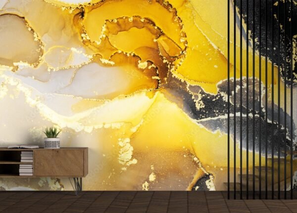 Golden Dream Wallpaper – 3D Marble Mural – Elegant & Modern – Luxury Home Decor – Bedroom, Dining & Living Room – Summer Decor  - Custom Wallpaper Mural peel and stick self adhesive non woven - printed wall torontodigital.ca