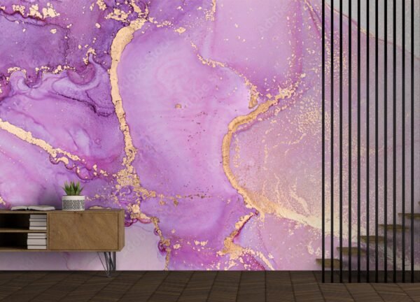 Purple & Gold Marble Wallpaper – Elegant & Luxurious Wall Murals – Home Decor & Interior Mural Trends – Modern Art – Summer Decor  - Custom Wallpaper Mural peel and stick self adhesive non woven - printed wall torontodigital.ca