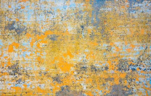 Blue & Gold Grunge Wall Mural - Distressed Urban Wallpaper - Bold Home Office & Entryway - Textured Wallpaper