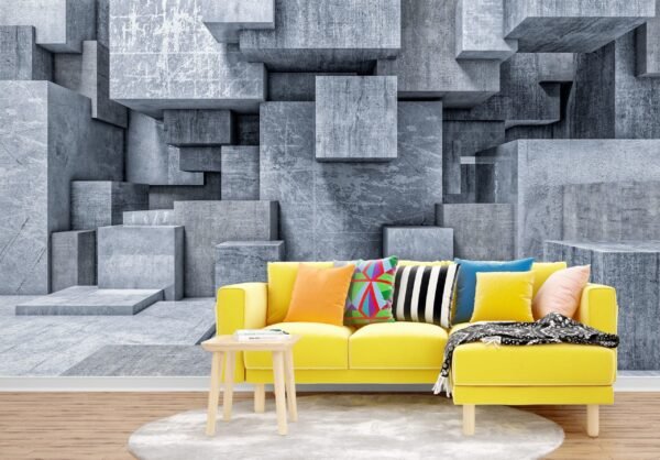 Geometric Illusion Wallpaper – 3D & Abstract Mural – Contemporary & Modern – Living Room & Office – Summer Decor  - Custom Wallpaper Mural peel and stick self adhesive non woven - printed wall torontodigital.ca