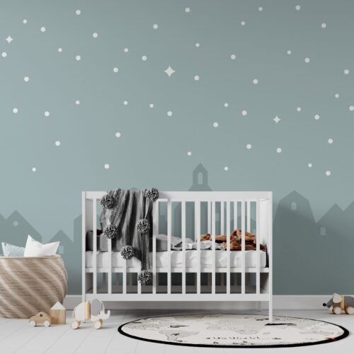 Enchanted Forest Wallpaper – Blue & Gold Kids Room Wall Mural – Whimsical Nature Theme – Trees & Animals – Young Boys Bedroom Decor  - Custom Wallpaper Mural peel and stick self adhesive non woven - printed wall torontodigital.ca