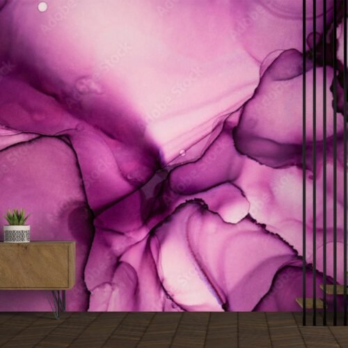 Abstract Marble Wallpaper – Black & Purple Mural – Elegant Luxury Home Decor – Modern Art – Home Office, Entryway – Summer Decor  - Custom Wallpaper Mural peel and stick self adhesive non woven - printed wall torontodigital.ca