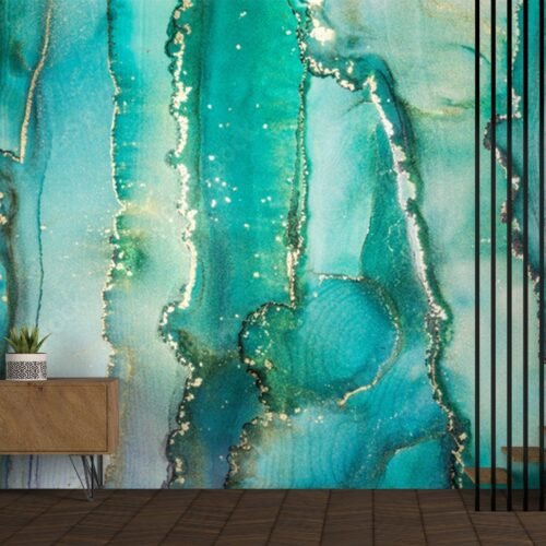 Blue & Gold Marble Wallpaper – Abstract Wall Murals – Modern Home Decor – Contemporary Art – Luxury Wall Coverings – Summer Decor  - Custom Wallpaper Mural peel and stick self adhesive non woven - printed wall torontodigital.ca