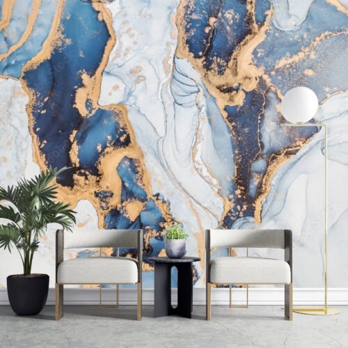 Teal and Gold Marble Wallpaper – White Accents – Luxury Mural – Wall Mural – Home Decor, Living Room, Dining Room, Bedroom  - Custom Wallpaper Mural peel and stick self adhesive non woven - printed wall torontodigital.ca