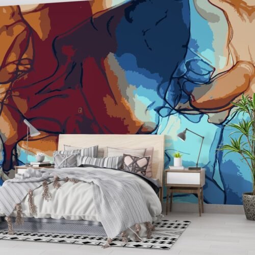 Abstract Art Wallpaper – Colorful & Vibrant Mural – Contemporary & Modern – Living Room – Summer Decor  - Custom Wallpaper Mural peel and stick self adhesive non woven - printed wall torontodigital.ca