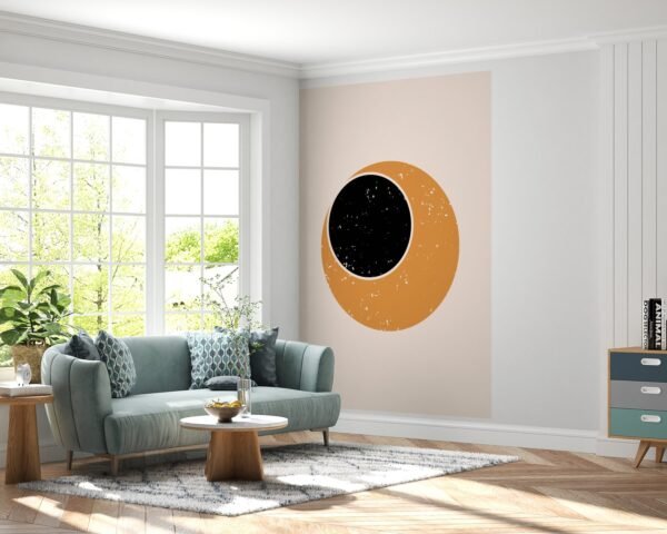 Minimalist Half Moon Wallpaper - Black & White Wall Mural - Modern & Simple Mural - Living Room & Bedroom Decor