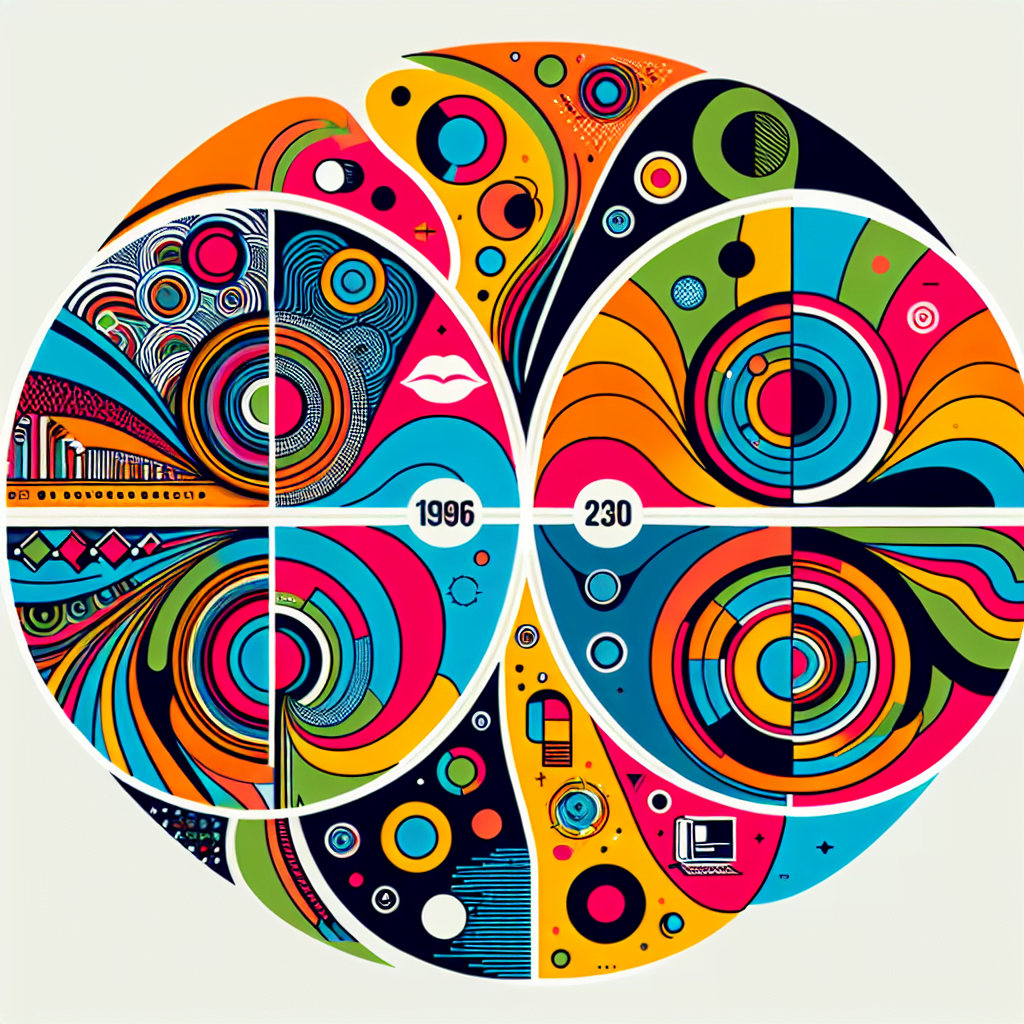 A vibrant and abstract illustration depicting four overlapping circles