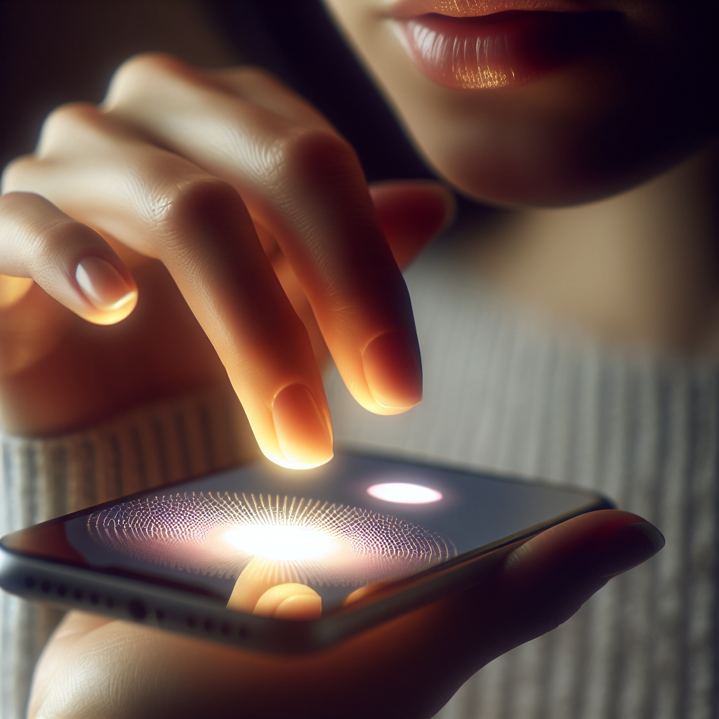 A close-up shot of a hand hovering over a smartphone screen